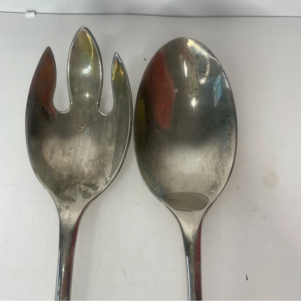 1991 International Silver Company Spoon Fork Serving Set Silver Plate 12.75”